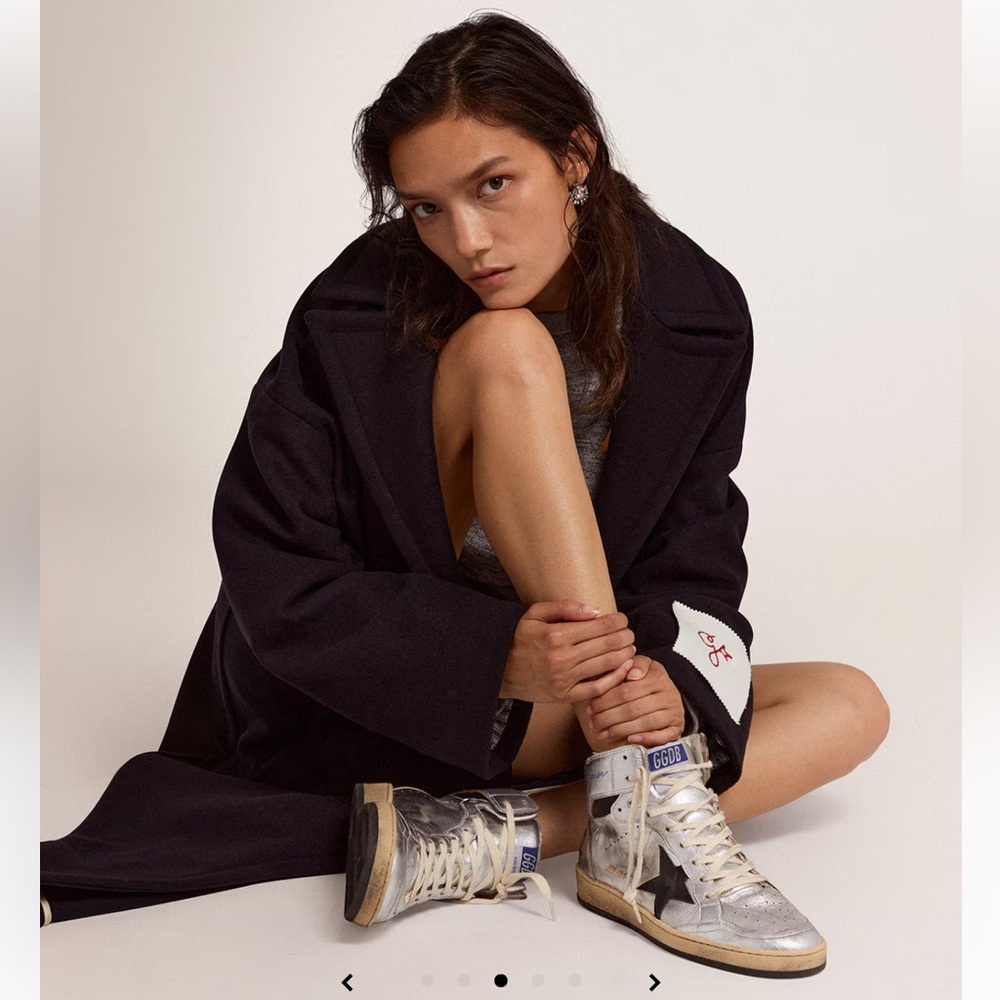 Golden Goose Sky-Star silver metallic leather + black Star High Top Sneakers 37 - Picture 4 of 10